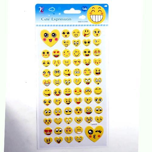 Boy Boy Lh-015 Kalp Ve yuvarlak Emojiler Kabartmalı Yapışan 66 Adet