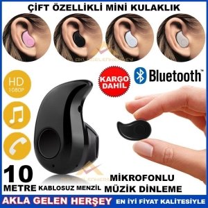 ÇOK FONKSİYONLU MİNİ BLUETOOTH KABLOSUZ BAĞLANTILI KULAKLIK SİYAH