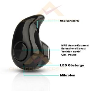 ÇOK FONKSİYONLU MİNİ BLUETOOTH KABLOSUZ BAĞLANTILI KULAKLIK SİYAH