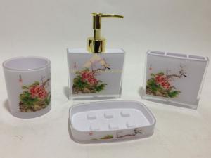 DESENLİ ÇİFTKAT AKRİLİK 4 PARÇA LÜKS BANYO LAVABO SETİ-YEŞİL