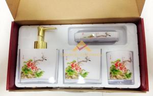 DESENLİ ÇİFTKAT AKRİLİK 4 PARÇA LÜKS BANYO LAVABO SETİ-YEŞİL
