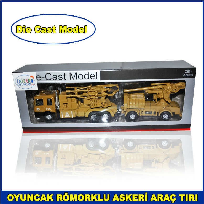 Die Cast Model Metal Römorklu Askeri Oyuncak Tır 1-70 Scael 1. Kalite ve Dayanıklı