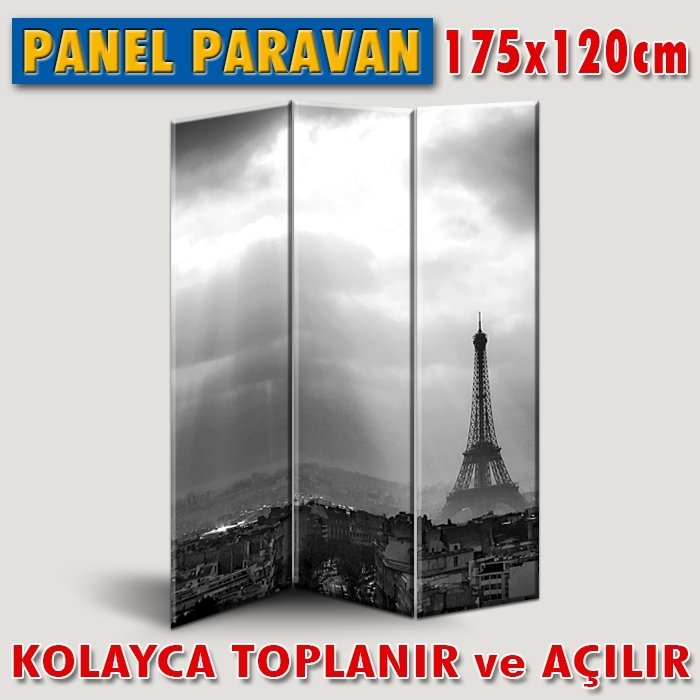 GÖRSELLİ KATLANIR PANEL BÖLME SİSTEMİ-SİYAH BEYAZ PARİS