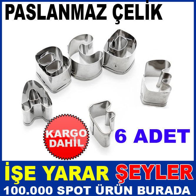RSTVYZ 6 ADET PASLANMAZ ÇELİK BİSKÜVİ KALIBI KD