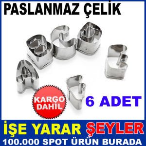 RSTVYZ 6 ADET PASLANMAZ ÇELİK BİSKÜVİ KALIBI KD