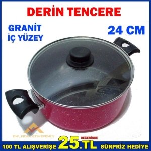 24 CM YAPIŞMAZ GRANİT İÇ YÜZEYLİ DERİN TENCERE