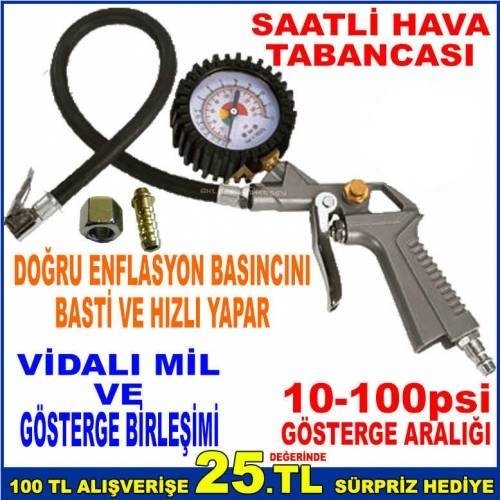 Stılson Saatli Hava Tabancası Otomobil Lastikleri İçin İdeal Göstergeli Hava Döngü Enflasyon Silahı