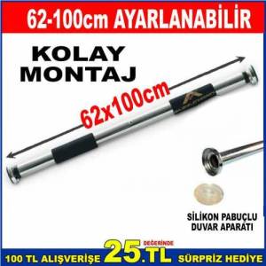 Duvar Barfiks 62-100 Cm Arası Ayarlanabilir Kapı Koridor Barfiks Aleti Kapı Barı Barfiks Aleti