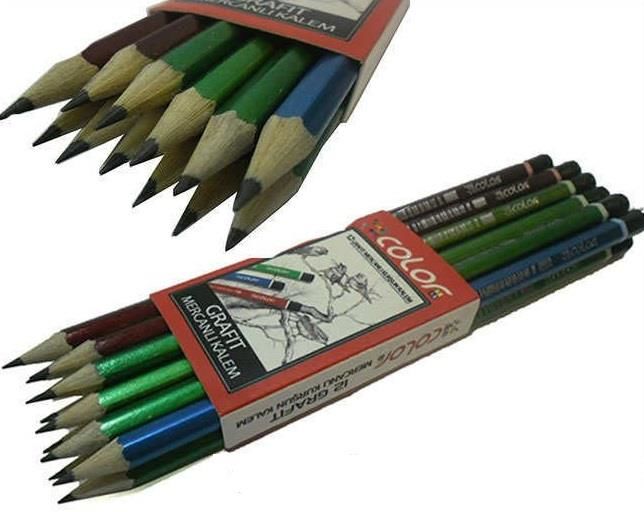 12 ADET MERCANLI KARAKALEM KURŞUN KALEM SETİ