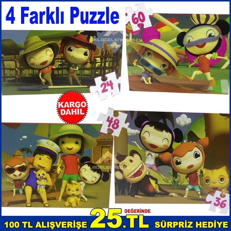 4 Farklı Puzzle Canım Kardeşim ve Arkadaşları Eğlenceli Puzzle