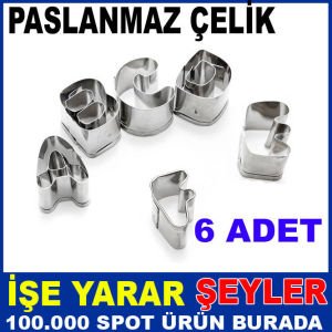 BCDFGH 6 ADET PASLANMAZ ÇELİK BİSKÜVİ KALIBI