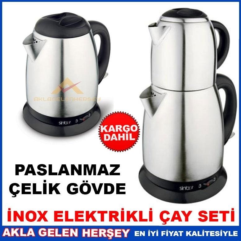 KargoDahil SİNBO İNOX FULL ÇELİK GÖVDELİ ÇAYCI ELEKTRİKLİ ÇAY SET