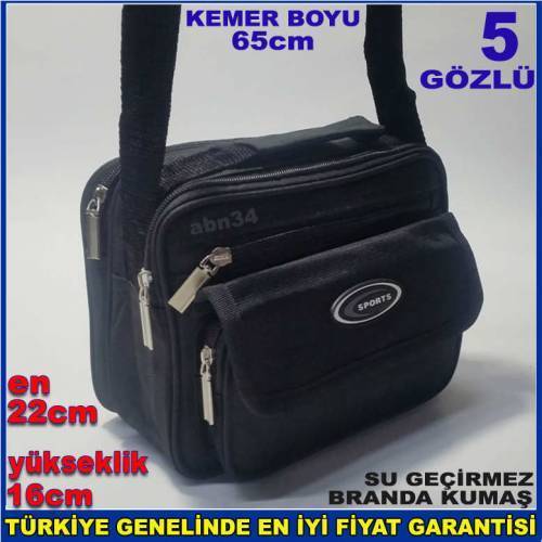 Erkek El Çantası 22x16cm Omuz Askılı Su Geçirmez Sağlam Branda Kumaş 5 Cepli Yatay Çanta