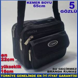 Erkek El Çantası 22x16cm Omuz Askılı Su Geçirmez Sağlam Branda Kumaş 5 Cepli Yatay Çanta