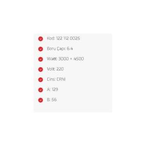 3000+4500W Şohben Rezistansı 220V 129x56mm Yerli Üretim Sağlam 