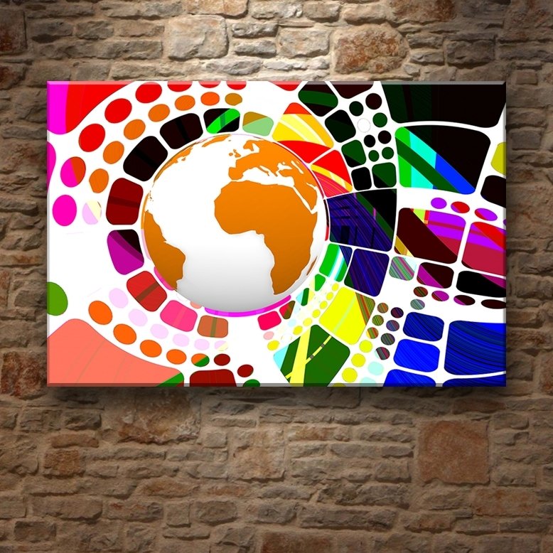 GLOBAL RENKLİ DÜNYA 7 değişen ölçü ORİJİNAL KANVAS TABLO
