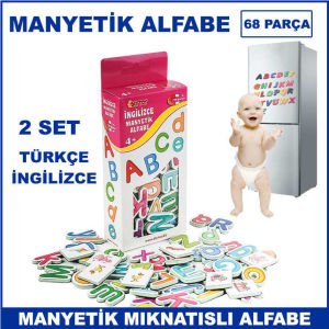 Manyetik Alfabe 2 Set İngilizce Türkçe Manyetik Harfler 68 Parça Çocukların Zeka Gelişimine Yardımcı