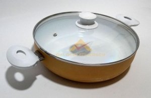 ÜcretsizKargo 28cm CAM KAPAKLI SERAMİK BASIK KARNIYARIK TENCERESİ