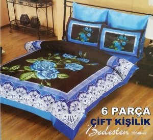 2 KİŞİLİK 6p SATEN UYKU NEVRESİM,BÜYÜK BOY ÇARŞAF,4 YASTIK KILIFI