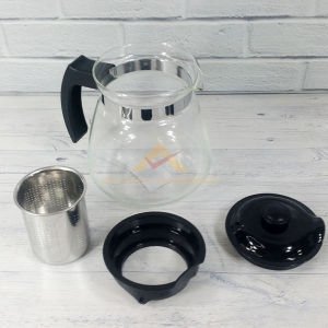 900ml Filtreli Çelik Süzgeçli Cam Çay Demliği Çay, Kahve, Bitki Çayı için Kaliteli Cam Demlik -2