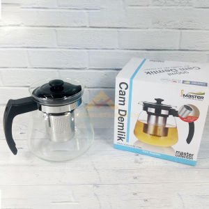 900ml Filtreli Çelik Süzgeçli Cam Çay Demliği Çay, Kahve, Bitki Çayı için Kaliteli Cam Demlik -2
