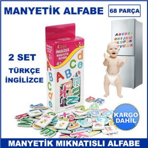 Manyetik Alfabe 2 Set İngilizce Türkçe Manyetik Harfler 68 Parça Çocukların Zeka Gelişimine Yardımcı