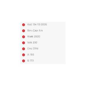 2500W Fritöz Rezistansı 220V 165x173mm Yerli Üretim Sağlam 