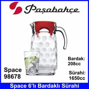 Paşabahçe 98678 Space 6 Bardaklı Şık Kaliteli Cam Sürahi 1650 cc