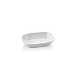 Beyaz Melamin 6 Adet 13x8 cm Oluklu Çukur Sosluk, Çerezlik Tabağı Sağlıklı Hijyenik