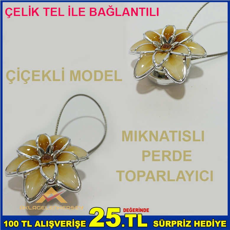 ÇİÇEKLİ MODEL MIKNATISLI PERDE TOPARLAYICI