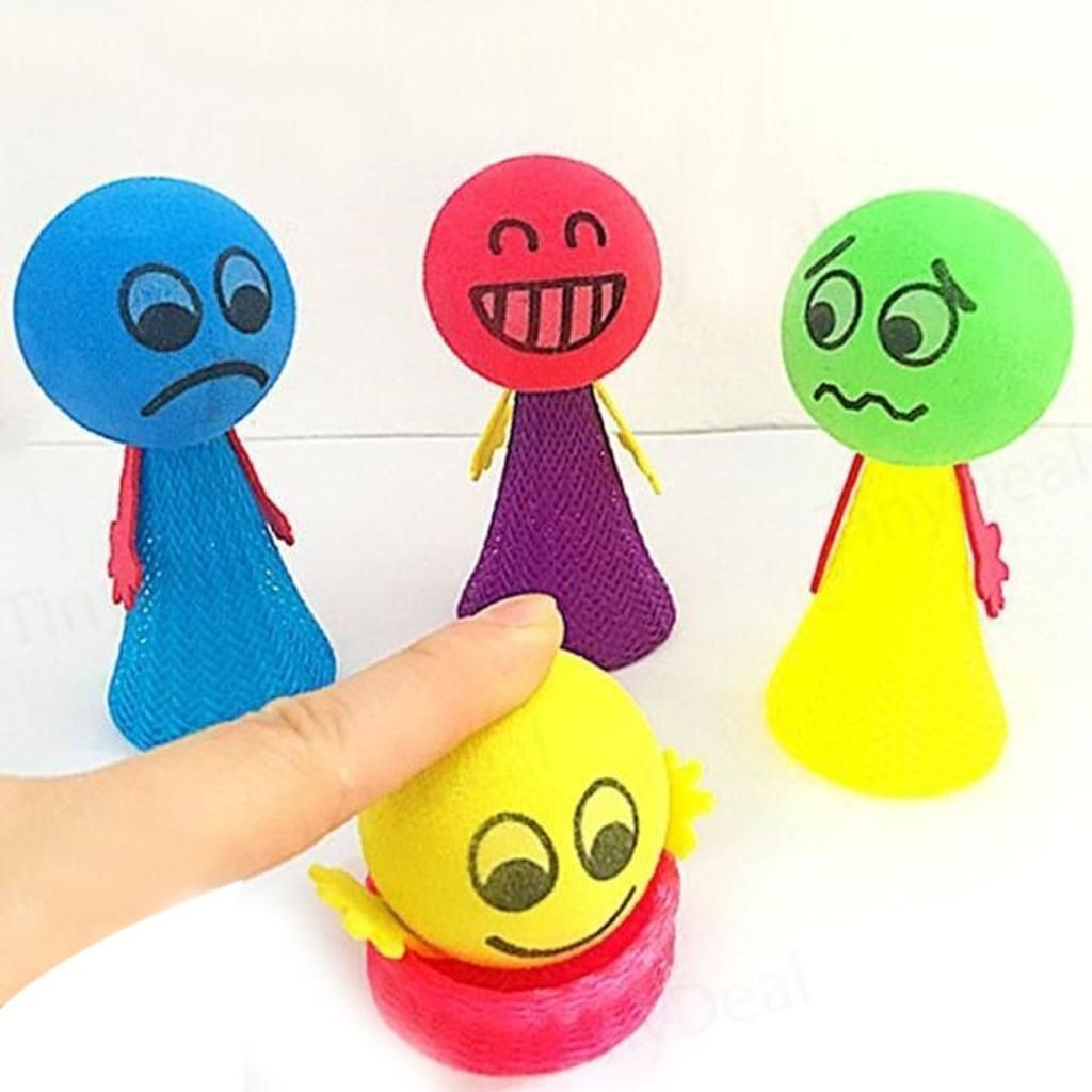 Renkli Zıp Zıp Oyuncak Emoji Top Bas Fırlat Mini Oyuncak Top