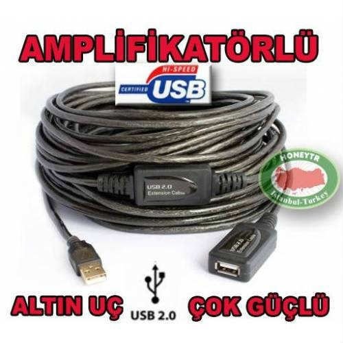 USB UZATMA KABLOSU 10metre HI-SPEED ŞEFFAF USB UZATMA KABLOSU2.0
