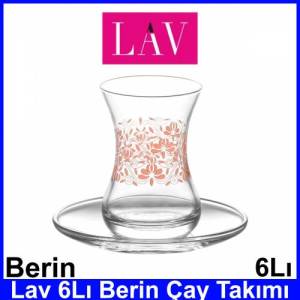 Lav 6Lı Berin Çay Takımı Kaliteli Cam Ürün Şık Tasarım 
