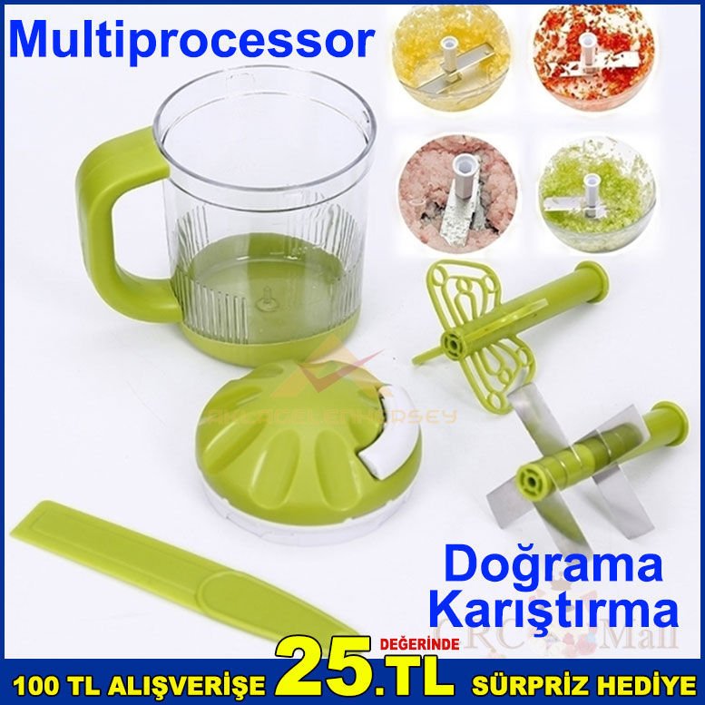 Multiprocessor İp Çekmeli El Rondosu 5 Bıçak Domates,Soğan Doğrayıcı Karıştırıcı Kabuk Soyucu Rondo