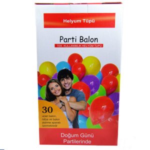 30 Adet Balon ve 3 lt Helyum Tüplü Parti Seti - Uçan Balon Üreten Helyum Gazlı Parti Balon Seti