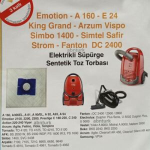 5li Trisa 9076, 9084, 9404, 9407,9410 9411 Elyaf Bez Toz Torbası Bez Elektrikli Süpürge için Kod:Emt
