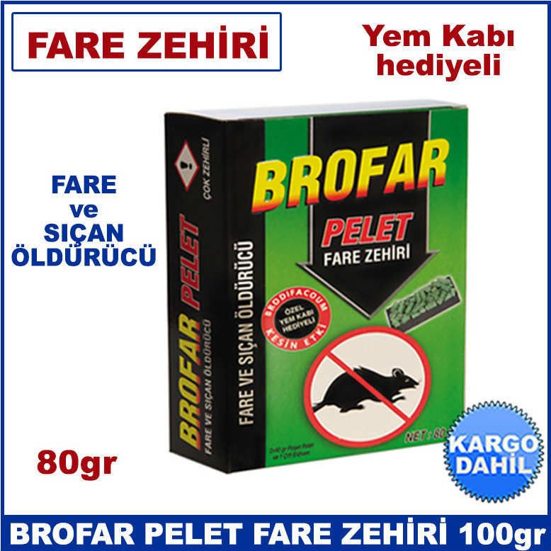 Brofar Pelet Fare Zehiri 80gr Çok Etkili Fare ve Haşere Öldürücü
