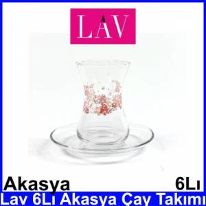 Lav 6Lı Akasya Çay Takımı Kaliteli Cam Ürün Şık Tasarım 