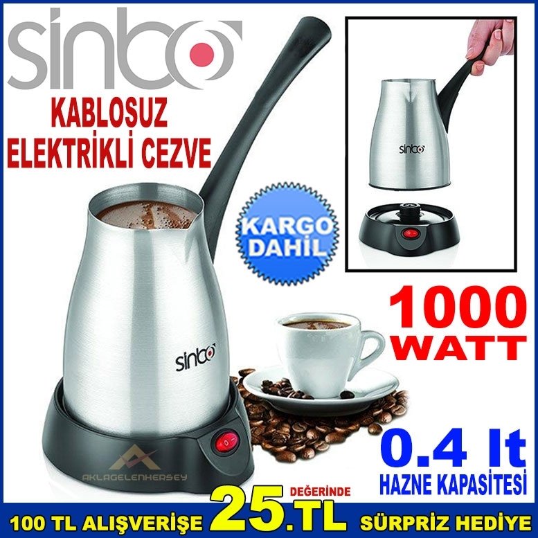 SİNBO SCM-2943 ELEKTRİKLİ ÇELİK CEZVE, TÜRK KAHVESİ MAKİNASI