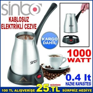 SİNBO SCM-2943 ELEKTRİKLİ ÇELİK CEZVE, TÜRK KAHVESİ MAKİNASI