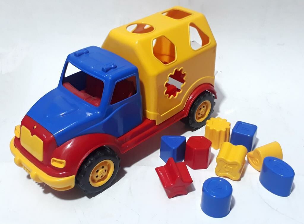 28x15x12cm Boyutunda Kırmızı Renk Bloklu Bul-Tak Oyuncak Kamyonet