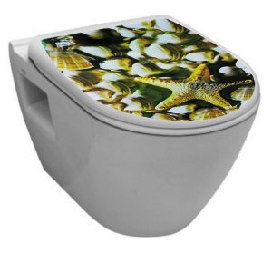 Tüm Klozetlere Uygun Kolay Temizlenen ve Takılan Deniz Ürünleri Desenli Klozet Kapak Takımı