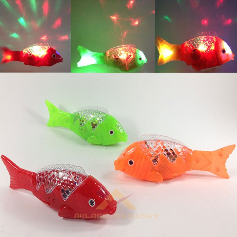 Müzikli Işıklı Yürüyen Balık 23cm Uzuluğunda Eğlenceli 3 Adet AA Pil ile Çalışan Oyuncak Balık