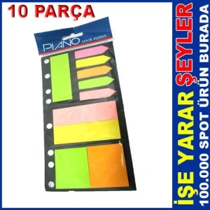 10 PARÇA KARIŞIK EBATLI RENKLİ POST-IT NOTLUK