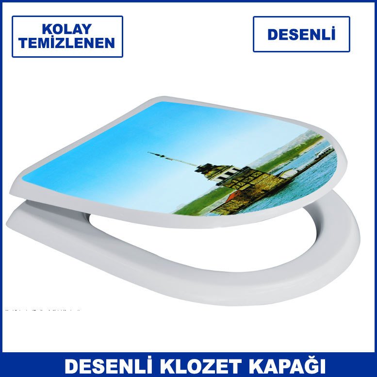 Tüm Klozetlere Uygun Kolay Temizlenen ve Takılan Şehir Manzaralı Klozet Kapak Takımı