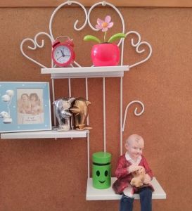 3lü BEYAZ DEKORATİF METAL KALP MODEL DUVAR RAFI