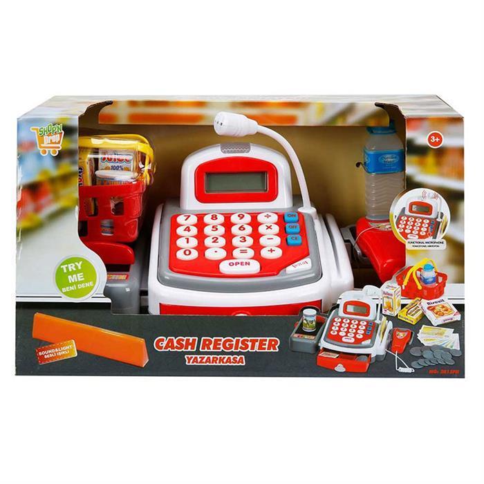 Sesli Işıklı Okutmalı Sepetli Mikrofonlu  Digital Oyuncak Yazar Kasa