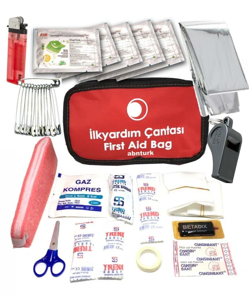 Tam 51 Parça ilkyardım Çantası Muayeneye Uygun Ev ve Araç Ecza Çantası Deprem Çantası için Hazır Set