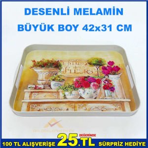 42x31 CM BÜYÜK BOY DESENLİ MELAMİN TEPSİ
