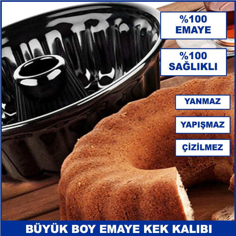 Ortası Delikli Dilimli Büyük Boy Sağlıklı 29 cm Emaye Kek Kalıbı - Yanmaz Yapışmaz Kek Kalıbı